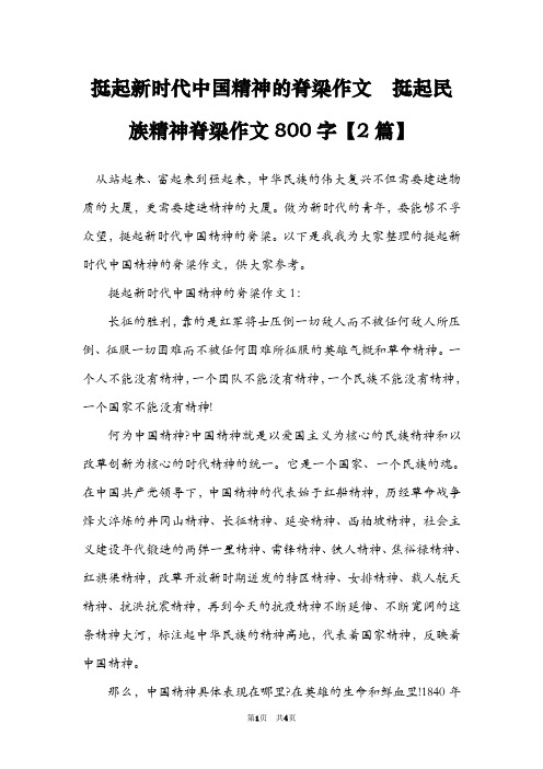挺起新时代中国精神的脊梁作文  挺起民族精神脊梁作文800字【2篇】