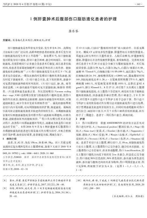 1例肝囊肿术后腹部伤口脂肪液化患者的护理