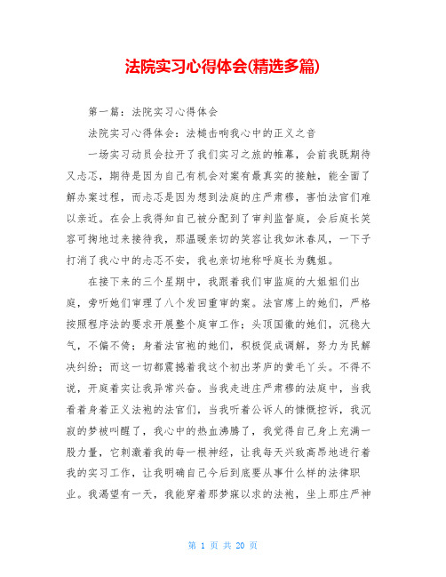 法院实习心得体会(精选多篇)