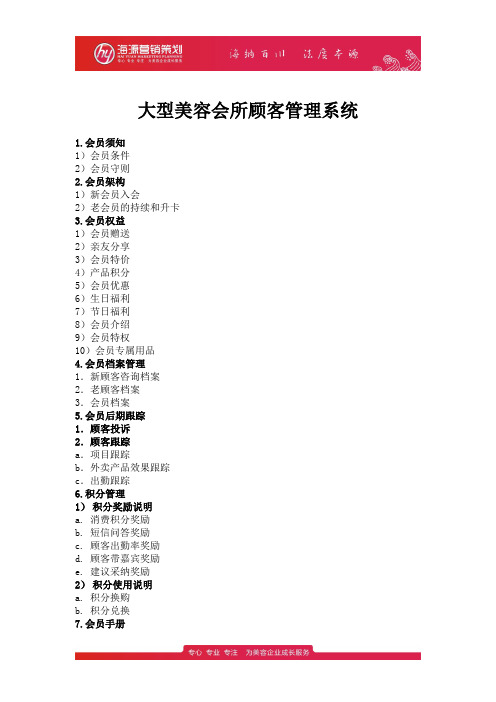 大型美容会所顾客管理系统