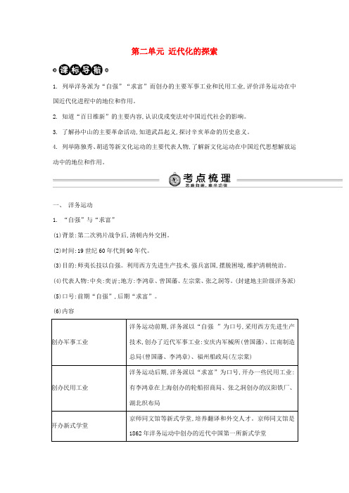 中考历史 考点解析 八上 第二单元 近代化的探索复习 新人教版-新人教版初中九年级全册历史试题