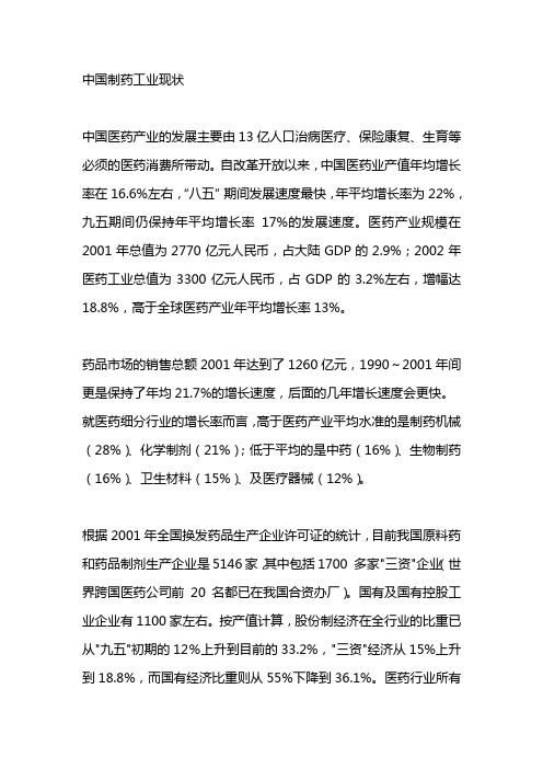 中国制药工业现状