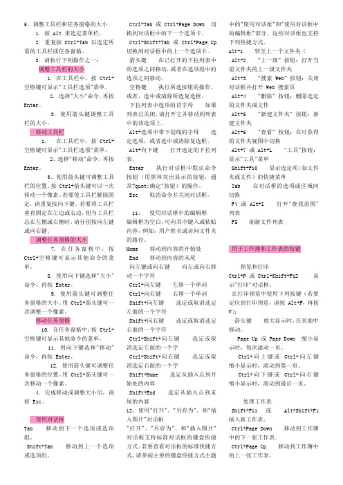 Excel键盘快捷键大全