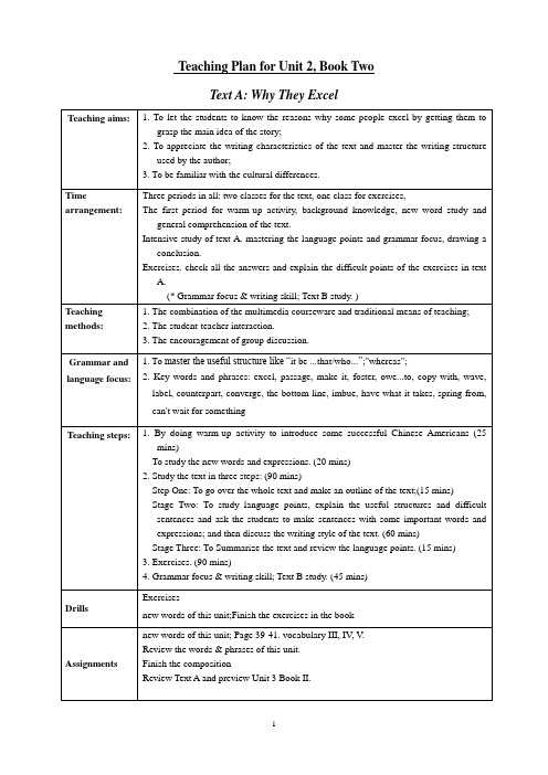 unit 2 why they excel 教案