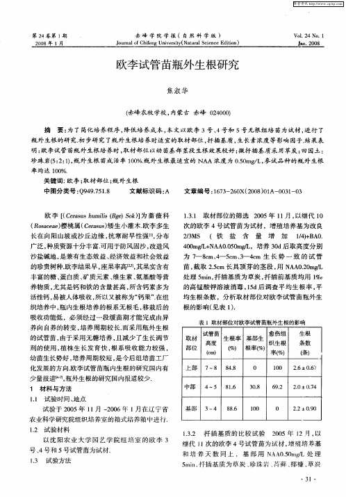 欧李试管苗瓶外生根研究