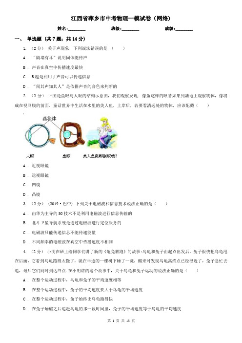江西省萍乡市中考物理一模试卷(网络)