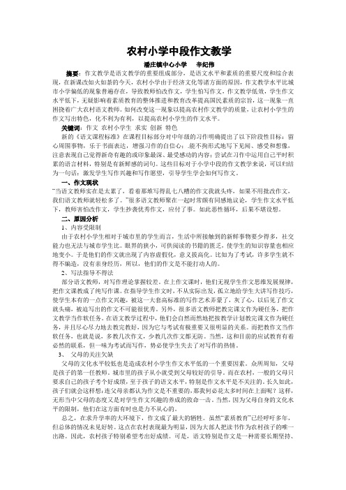 农村小学中段个性作文教学论文
