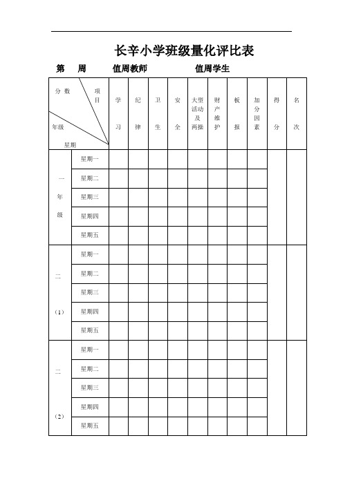 班级量化评比表