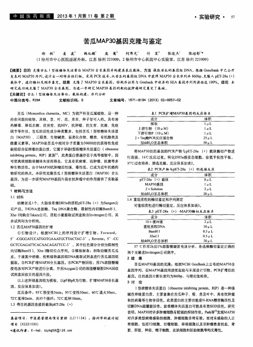 苦瓜MAP30基因克隆与鉴定