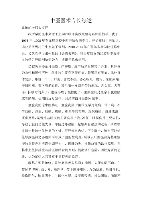 盆腔炎中医医术专长综述