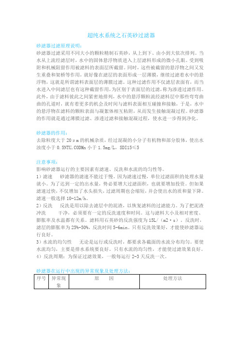 超纯水系统说明-砂滤器