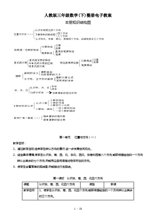 最新人教版三年级数学(下)整册电子教案