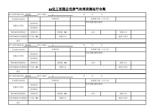 废气处理设施运行台账--