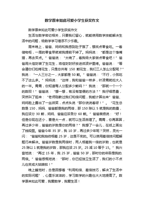数学原来如此可爱小学生获奖作文