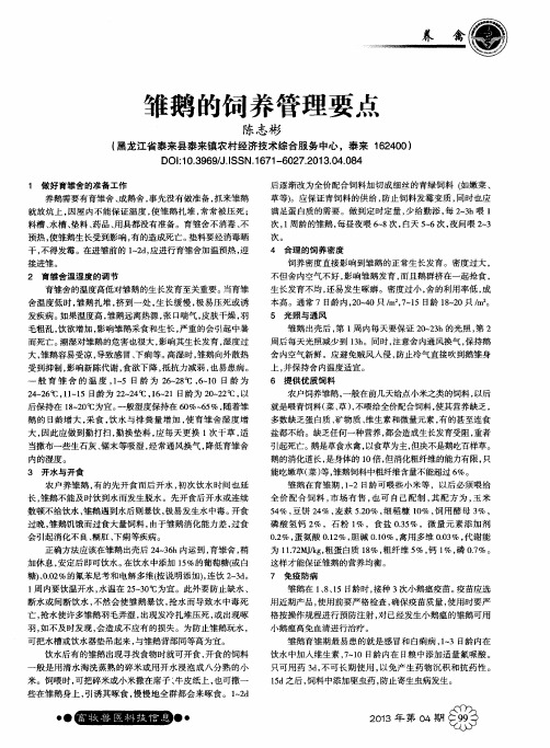 雏鹅的饲养管理要点