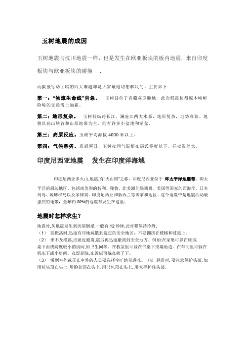玉树地震的成因