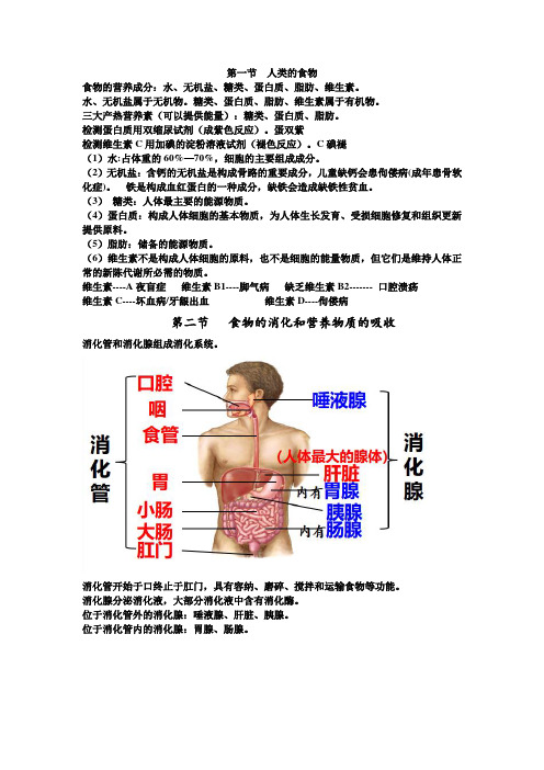 北师大版生物七年级下册生物知识清单