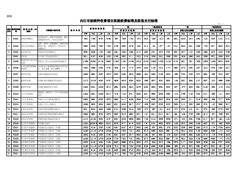 内江市按病种收费项目医院收费标准及医保支付标准