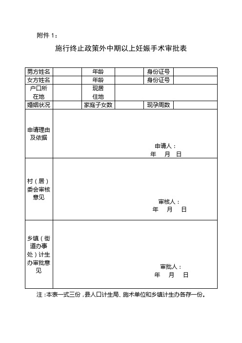 终止妊娠表格