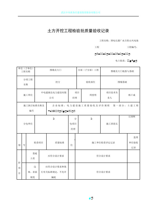 围墙 土方开挖工程检验批质量验收记录 (已做)