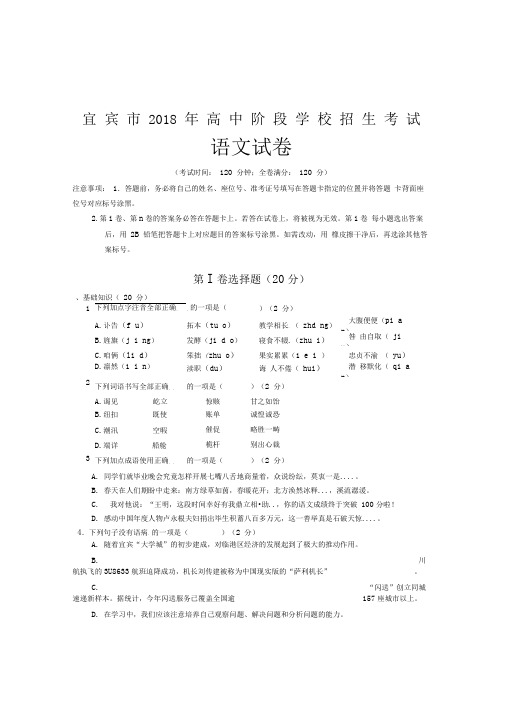 2018年宜宾中考语文试卷