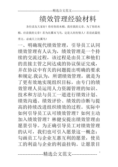 绩效管理经验材料
