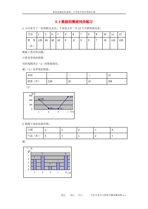 【K12教育学习资料】七年级数学上册 5.2数据的整理同步练习 沪科版