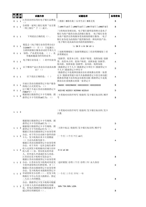 20131015最后测试版：电子银行业务知识全省统一考核考试题库