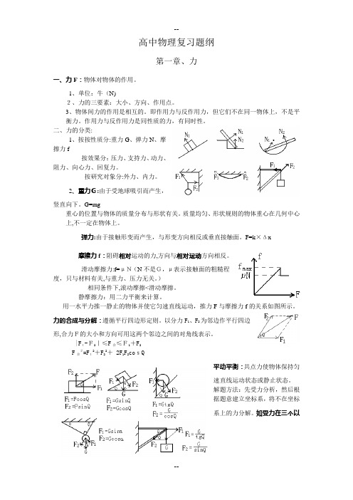 高中物理总复习提纲知识点汇总(超全)