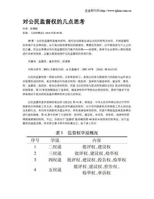 对公民监督权的几点思考