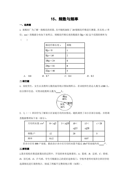 2015盐城中考总复习-15、频数与频率