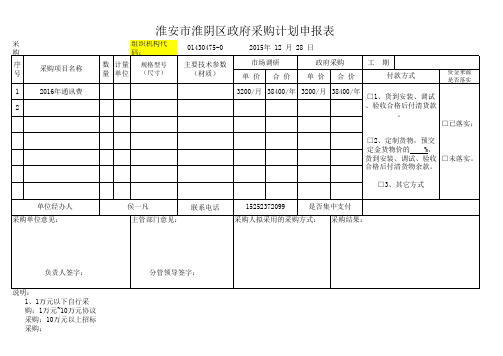 政府采购计划申报表(最新)