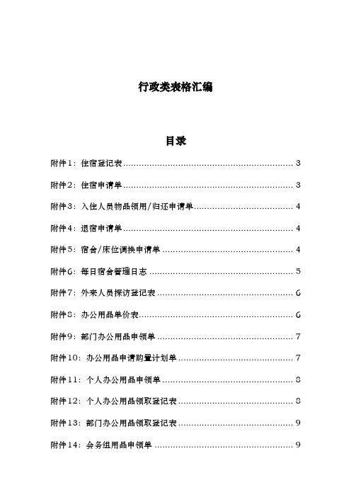 行政类表格汇总