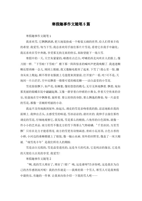 寒假趣事作文随笔5篇