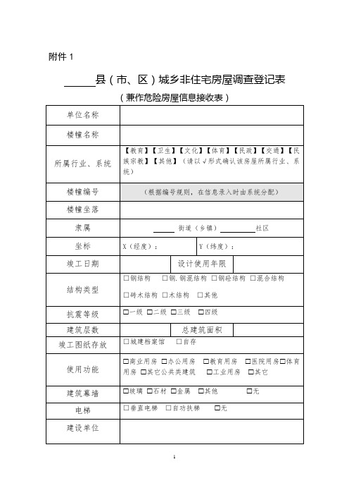 县(市、区)城乡非住宅房屋调查登记表
