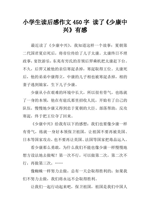 小学生读后感作文450字 读了《少康中兴》有感