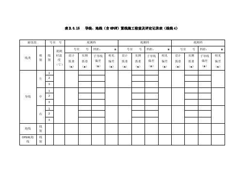 导线、地线(含OPGW)紧线施工检查及评定记录表(线线4)