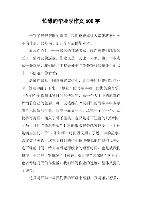 忙碌的毕业季作文600字