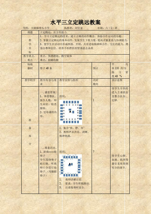 水平三立定跳远教案