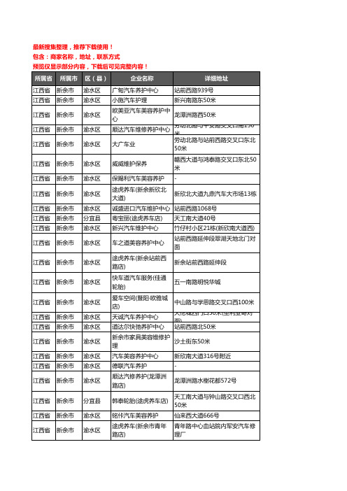 新版江西省新余市汽车保养企业公司商家户名录单联系方式地址大全45家