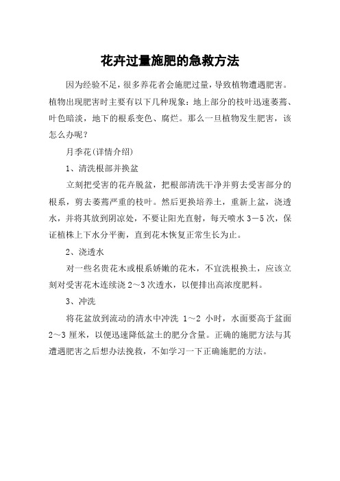 花卉过量施肥的急救方法