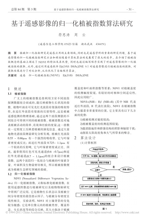 基于遥感影像的归一化植被指数算法研究