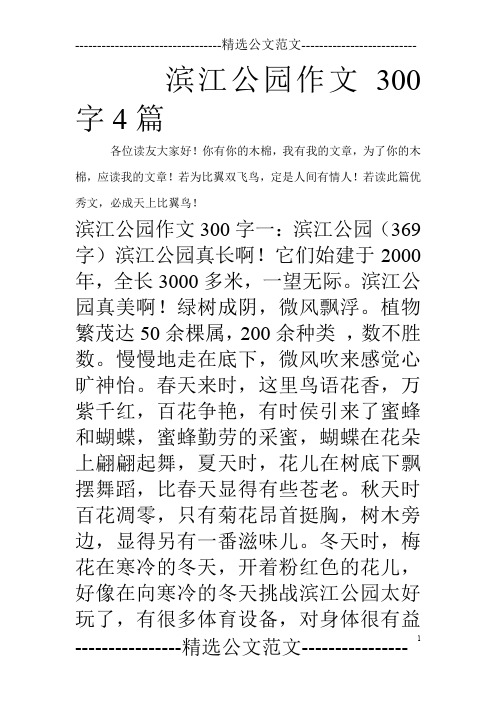 滨江公园作文300字4篇