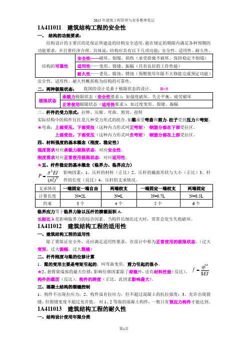 2015建筑实务整理笔记