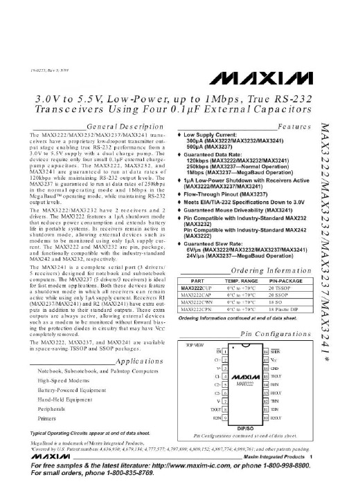 MAX3232中文资料_数据手册_参数