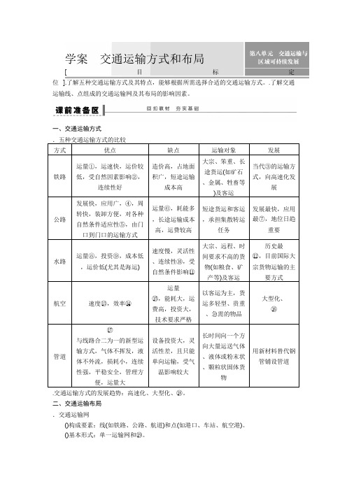 高考地理一轮复习学案：36  交通运输方式和布局