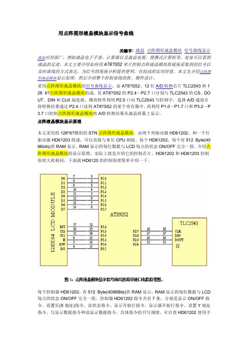 智能化仪表课程设计12864用点阵图形液晶模块显示信号曲线