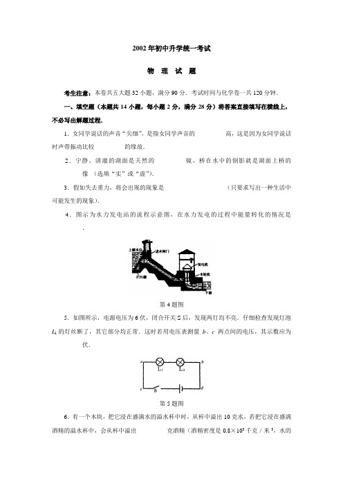 2002年初中升学统一考试
