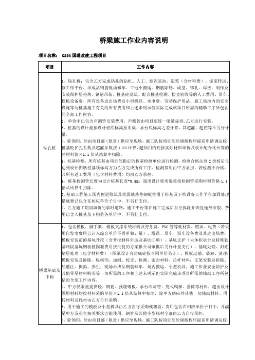 桥梁施工作业内容说明