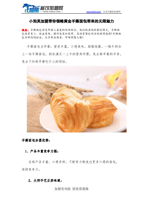 小泡芙加盟带你领略黄金手撕面包带来的无限魅力